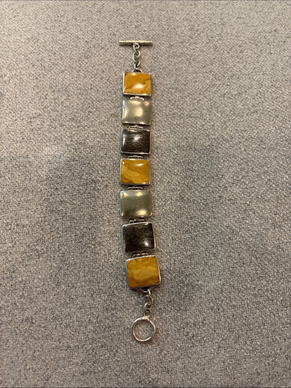 Silpada Silver Bracelet with Yellow Stone Squares